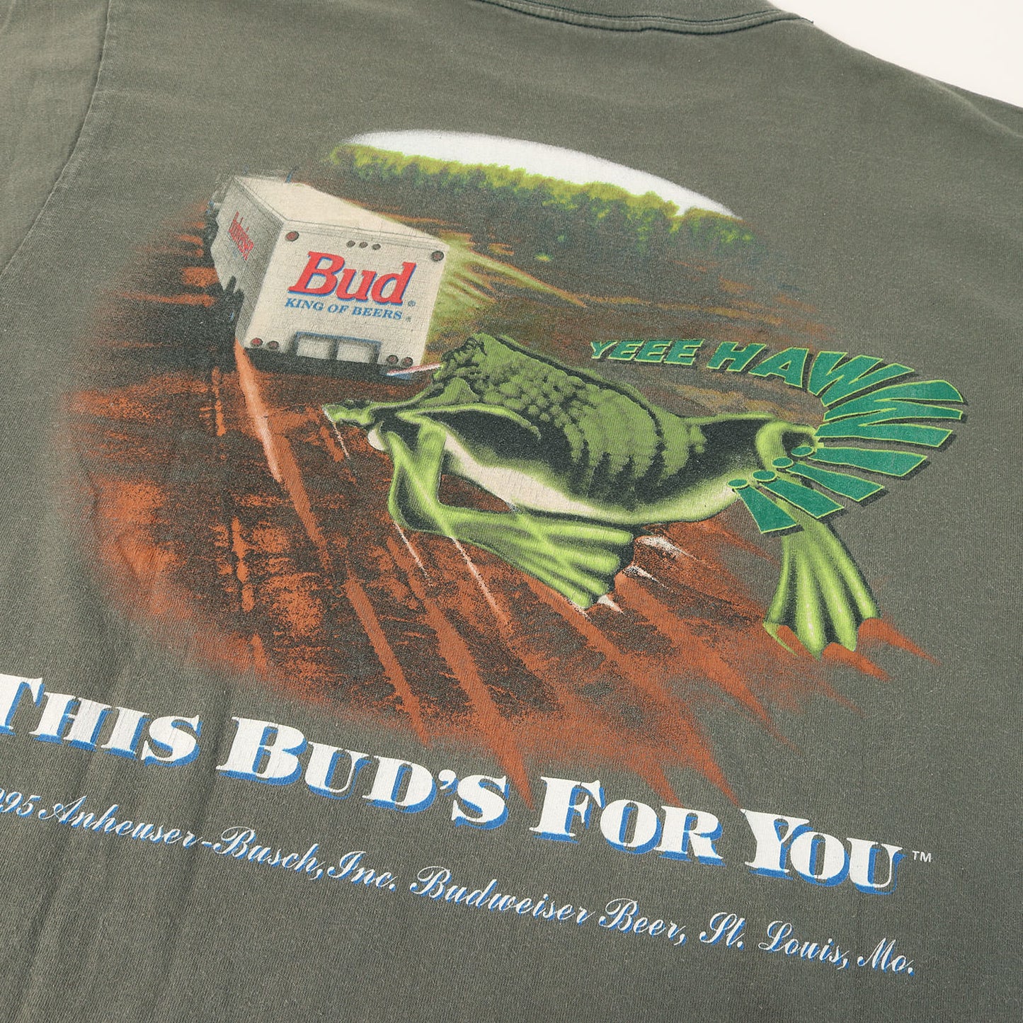 90s Budweiser 両面プリント フロッグ カエル Tシャツ / USA製 TULTEX