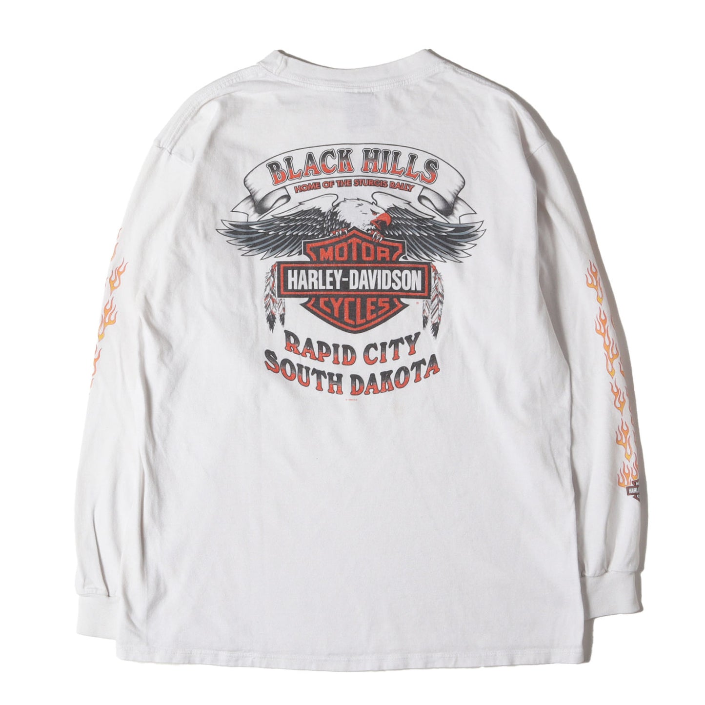 00s 4面プリント 袖フレイム イーグル エンブレム ロングスリーブ ポケット Tシャツ USA製