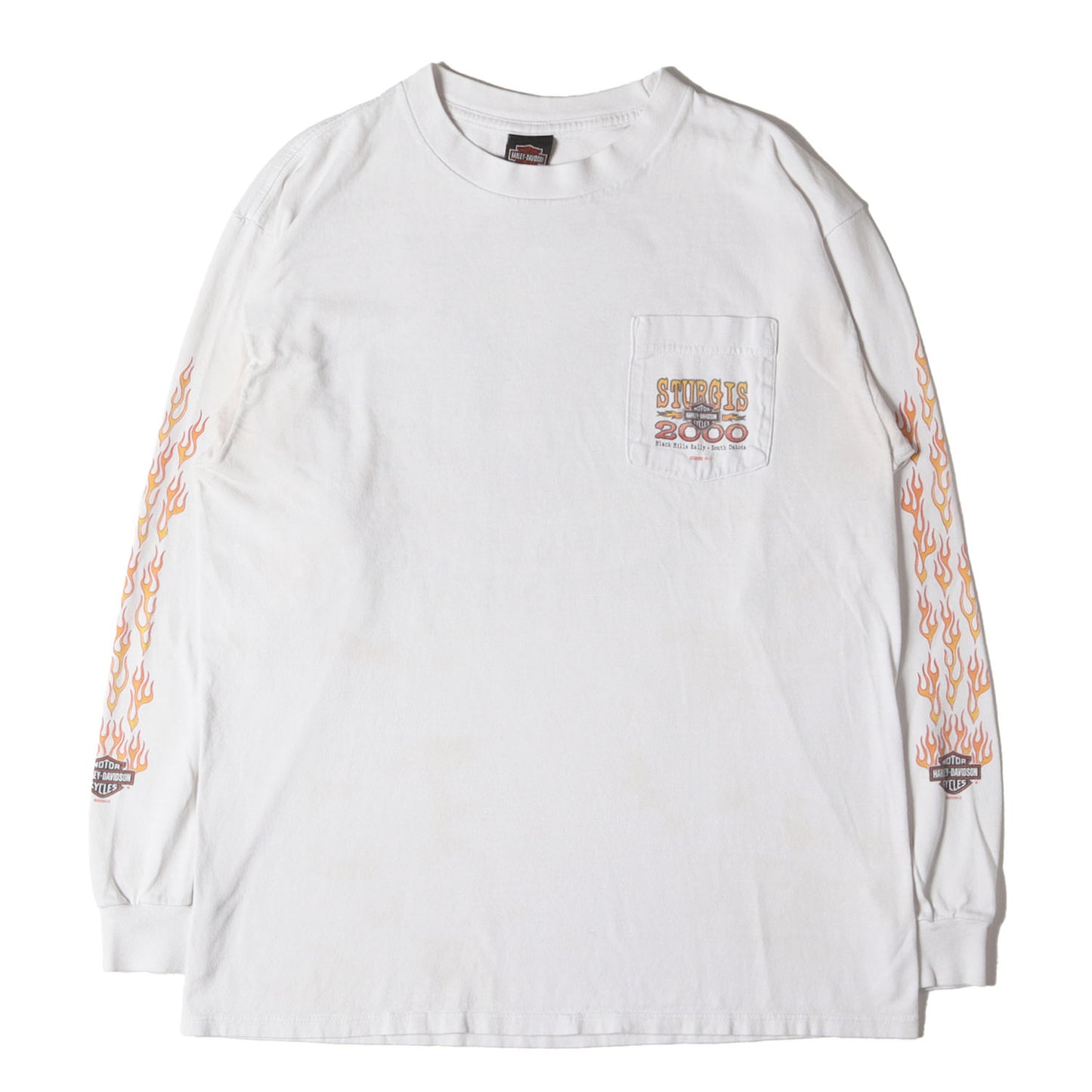 00s 4面プリント 袖フレイム イーグル エンブレム ロングスリーブ ポケット Tシャツ USA製