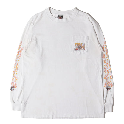 00s 4面プリント 袖フレイム イーグル エンブレム ロングスリーブ ポケット Tシャツ USA製