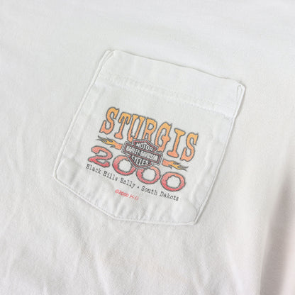 00s 4面プリント 袖フレイム イーグル エンブレム ロングスリーブ ポケット Tシャツ USA製