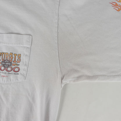 00s 4面プリント 袖フレイム イーグル エンブレム ロングスリーブ ポケット Tシャツ USA製