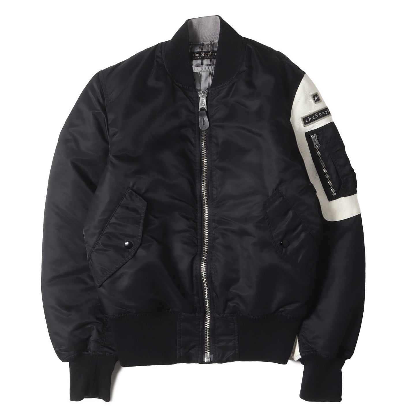 the Shepherd ×fragment design ×ALPHA 袖レザー MA-1 ボンバージャケット