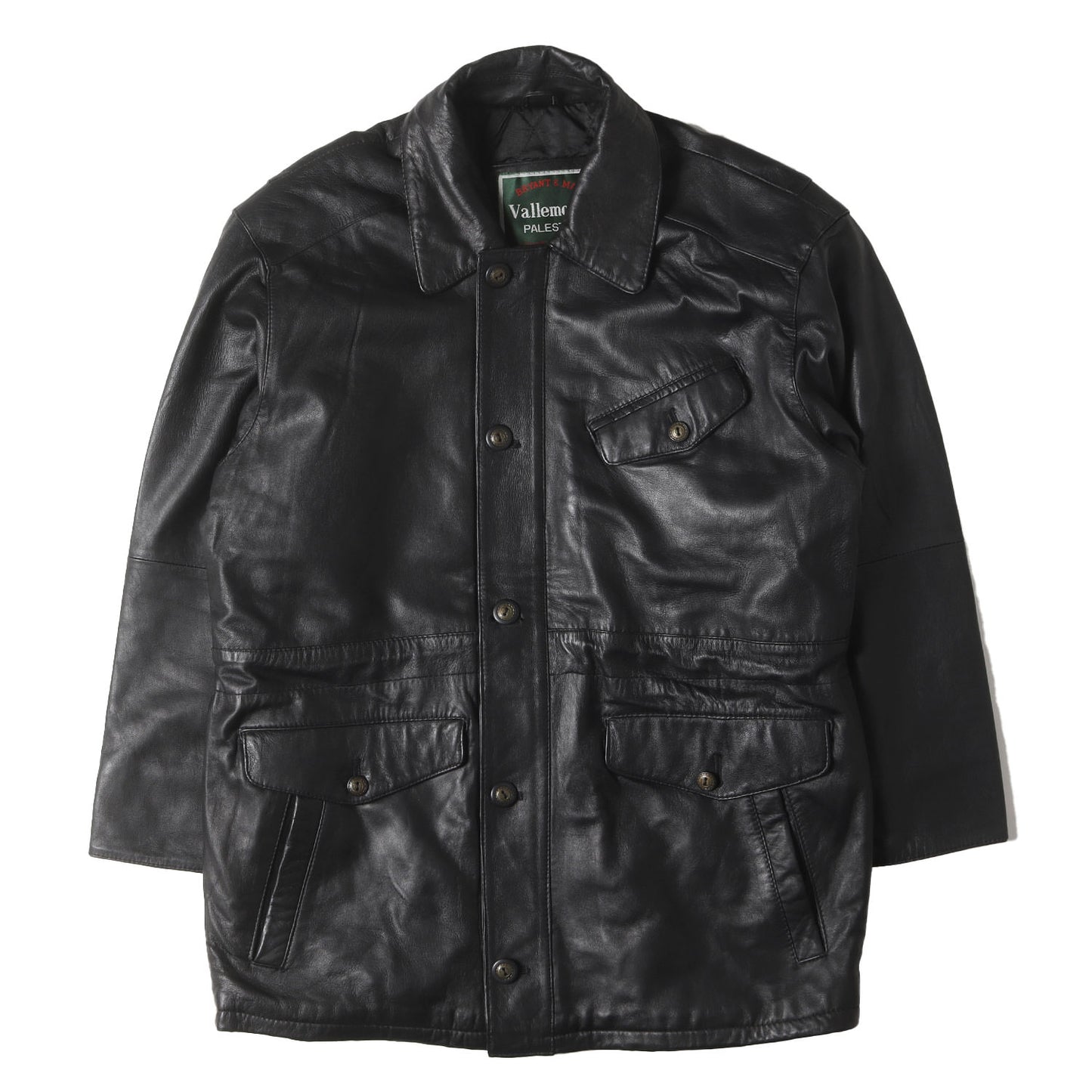 90s シープスキンレザー ジップ カーコート Vallemosso