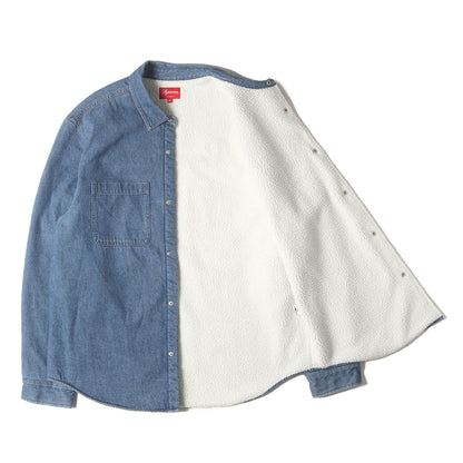 バックロゴ 裏ボア デニムシャツ(Sherpa Lined Denim Shirt)