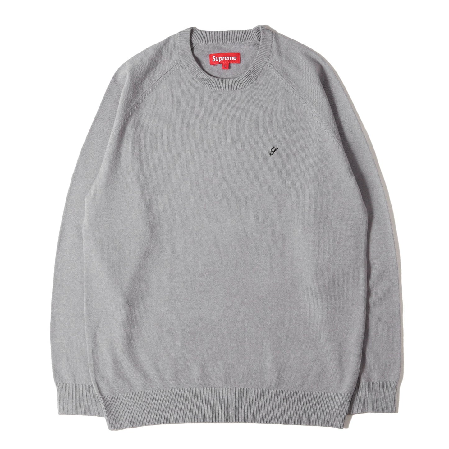 ワンポイント刺繍 クルーネック ニット セーター