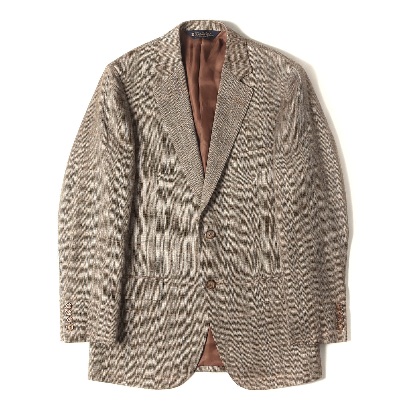 [E.THOMAS別注] ウール/シルク/リネン チェック 2B ノッチドラペル テーラードジャケット