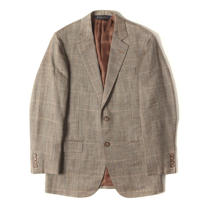 [E.THOMAS別注] ウール/シルク/リネン チェック 2B ノッチドラペル テーラードジャケット