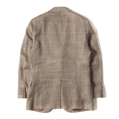 [E.THOMAS別注] ウール/シルク/リネン チェック 2B ノッチドラペル テーラードジャケット