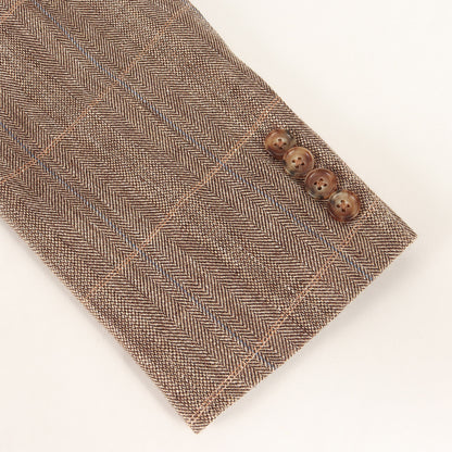 [E.THOMAS別注] ウール/シルク/リネン チェック 2B ノッチドラペル テーラードジャケット