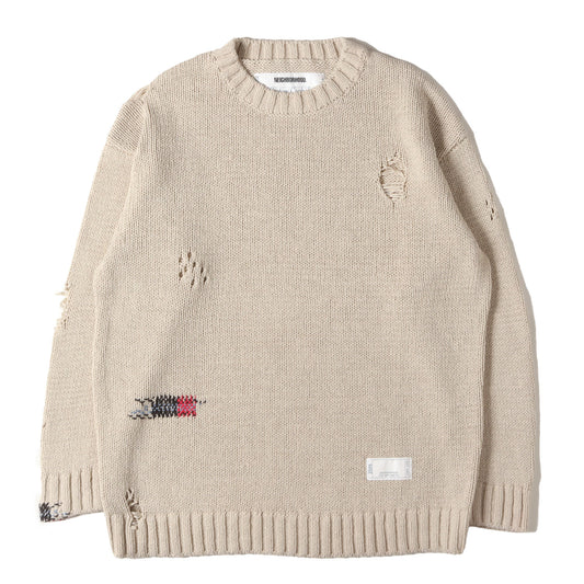 25SS サベージ加工 コットンニット セーター(SAVAGE CREWNECK SWEATER)