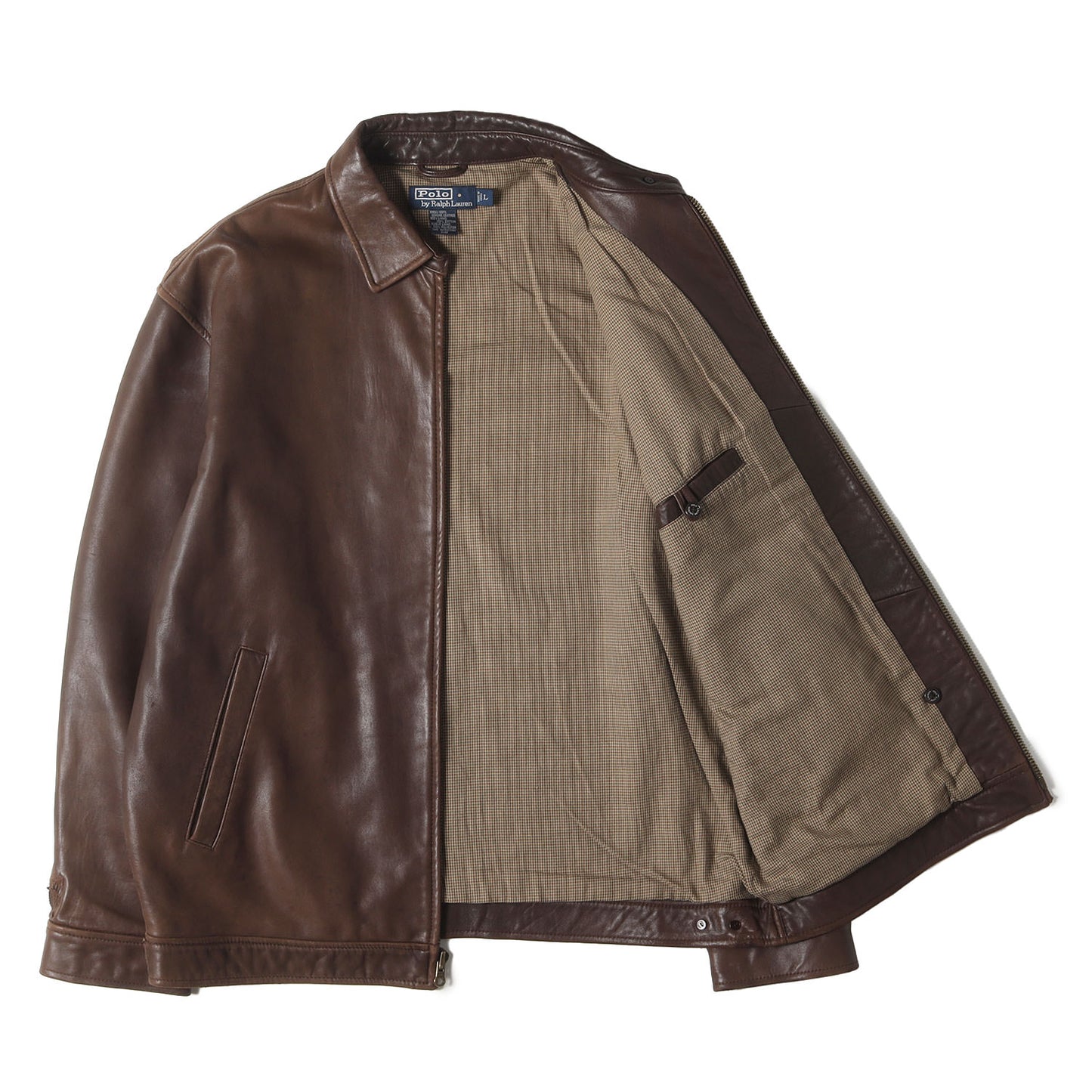 ライナー グレンチェック柄 ラムスキンレザー スイングトップ ジャケット