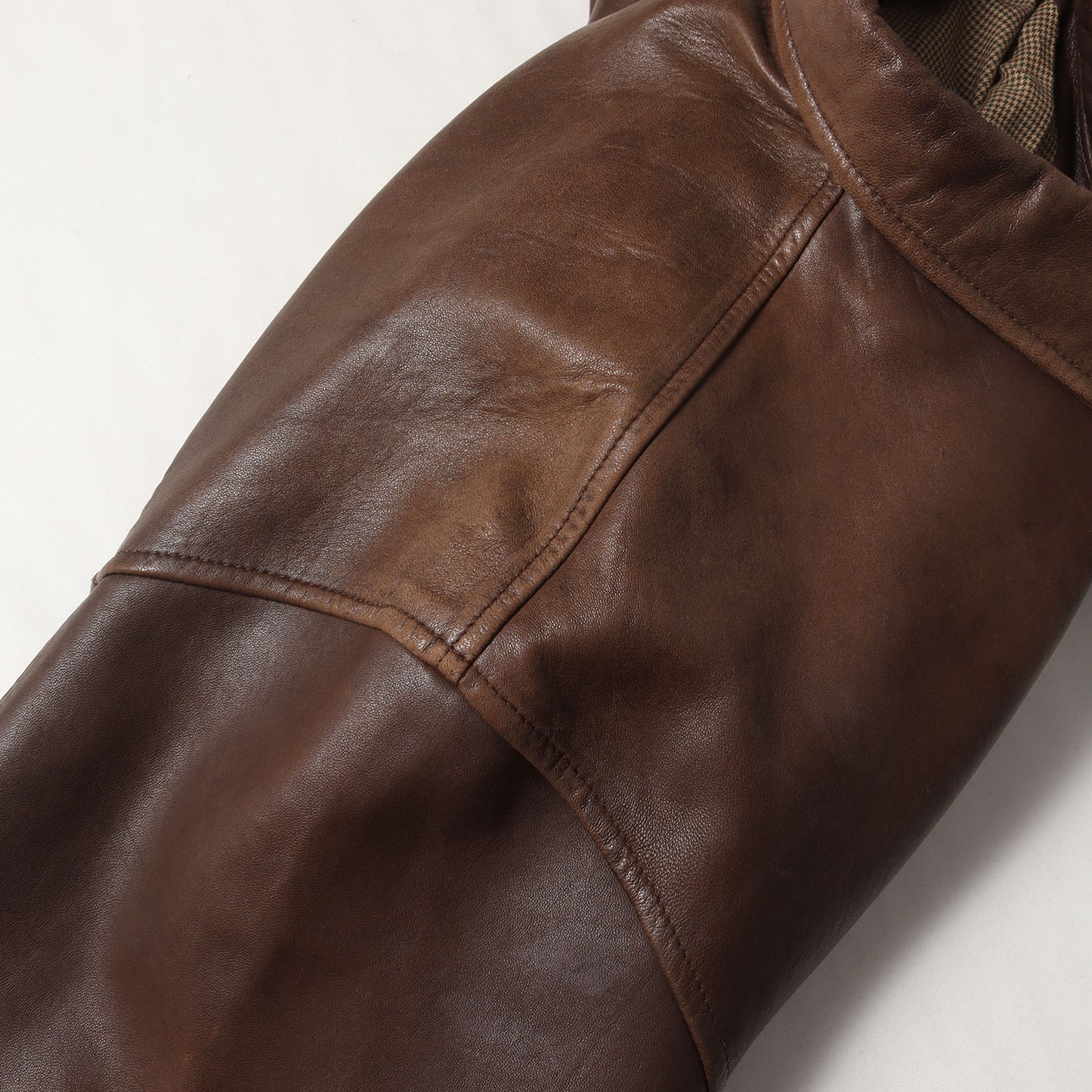 ライナー グレンチェック柄 ラムスキンレザー スイングトップ ジャケット