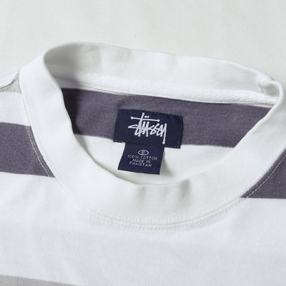 90s 紺タグ OLD STUSSY ボーダー クルーネック Tシャツ
