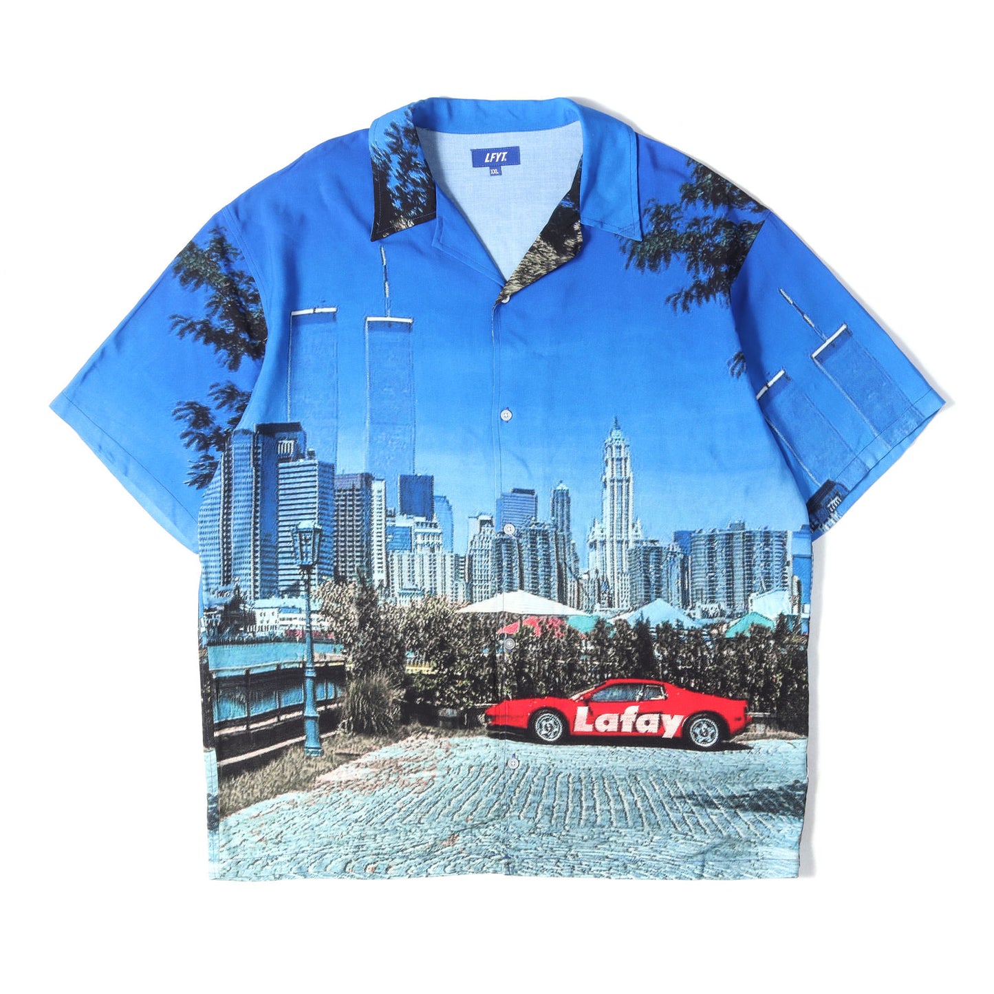 25SS マンハッタン 風景柄 レーヨン オープンカラー 半袖シャツ(CITYSCAPE ALLOVER PATTERN SHIRT)