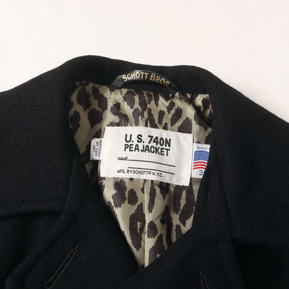 ×Schott 裏地レオパード柄 メルトン Pコート