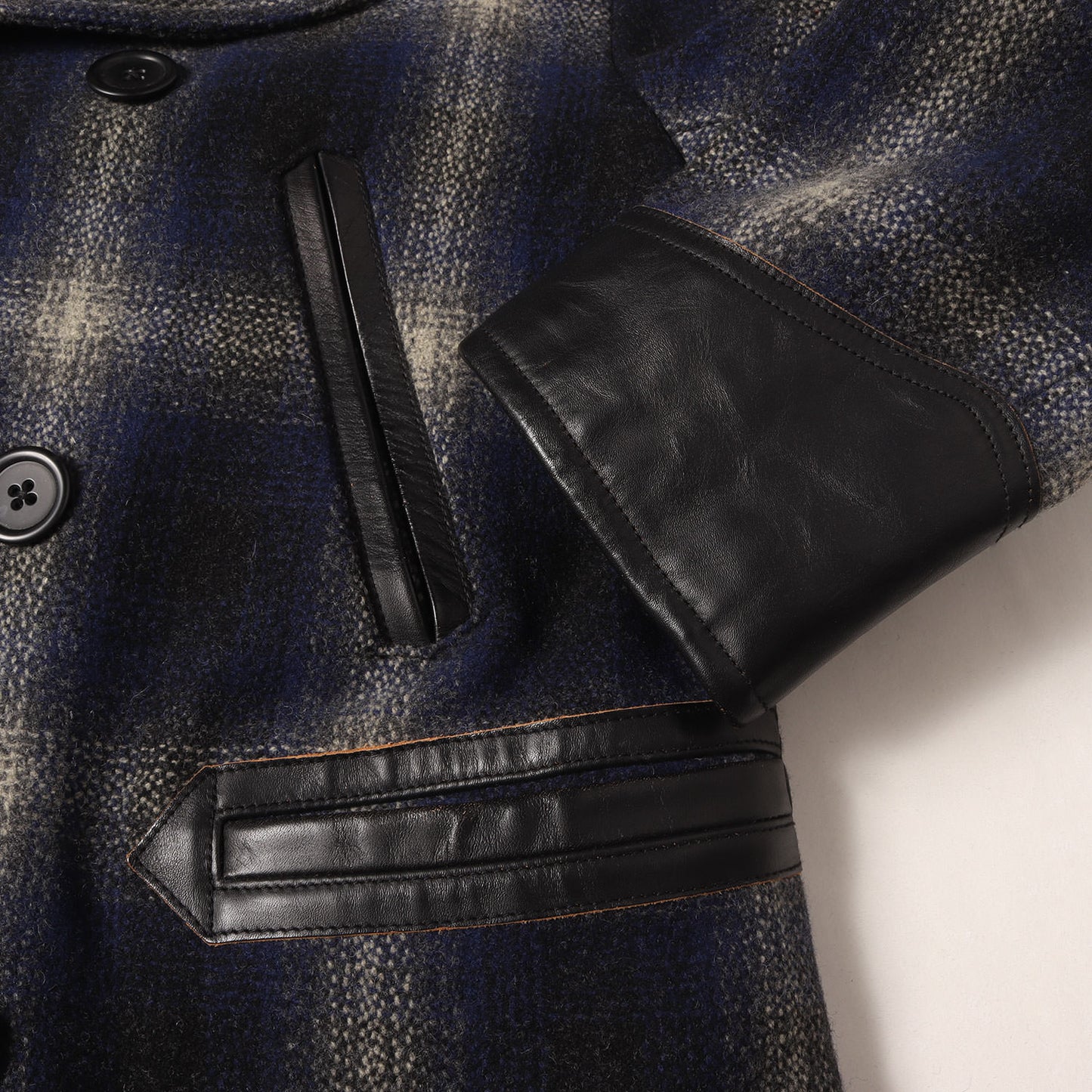 09AW オンブレチェック メルトンウール レイルローダー Pコート(T-RAIL COAT)