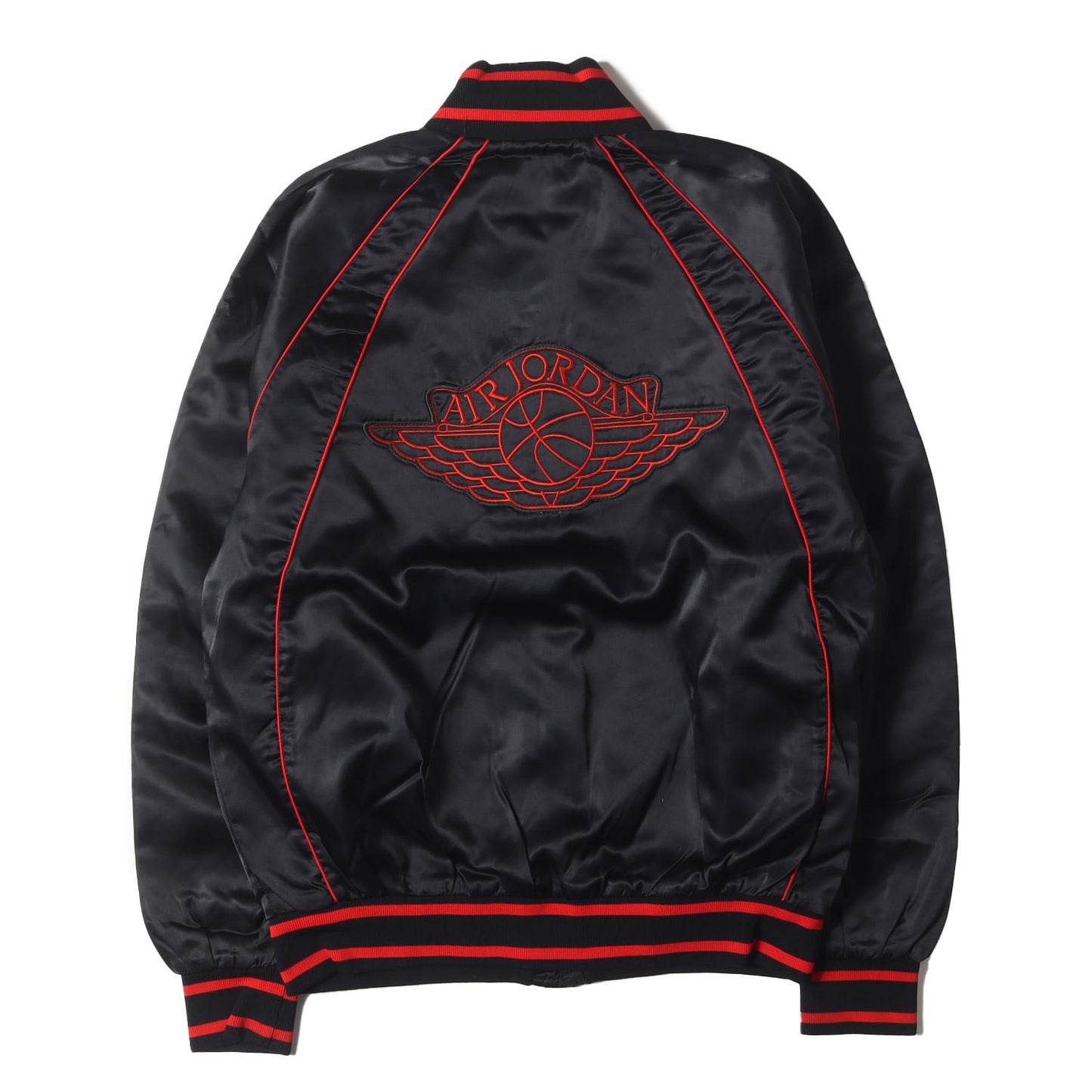[紺タグ AJ1ブレッドカラー] 80s AIR JORDAN ウイングマークパッチ ナイロンサテン チーム ジャケット