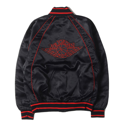 [紺タグ AJ1ブレッドカラー] 80s AIR JORDAN ウイングマークパッチ ナイロンサテン チーム ジャケット