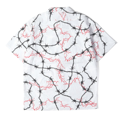 ×M&M バーブワイヤー柄 オープンカラー 半袖シャツ(SHIRT S/S WIRE)