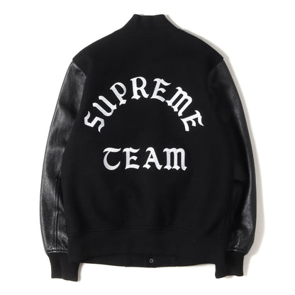 ロックステディーロゴ 袖レザー メルトン バーシティジャケット / スタジャン(Wool Varsity Jacket)