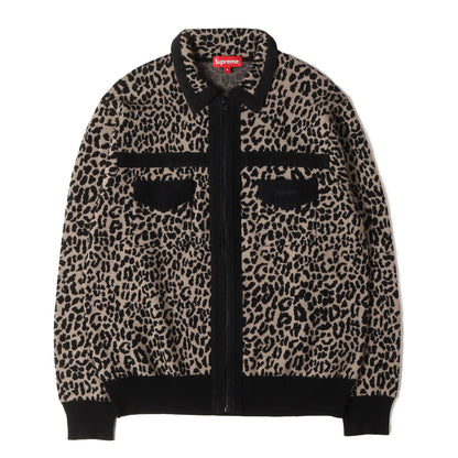 チーター柄 コーデュロイ 切替し ジップ ニットセーター(Corduroy Detailed Zip Sweater)