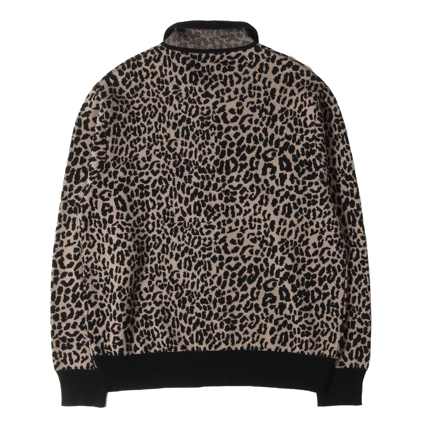 チーター柄 コーデュロイ 切替し ジップ ニットセーター(Corduroy Detailed Zip Sweater)