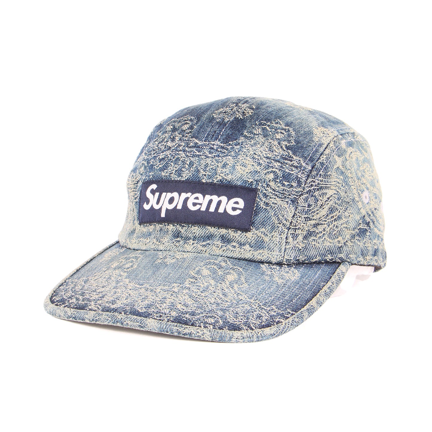 25SS バンダナ柄 ジャガード デニム BOXロゴ キャンプキャップ(Bandana Jacquard Denim Camp Cap)