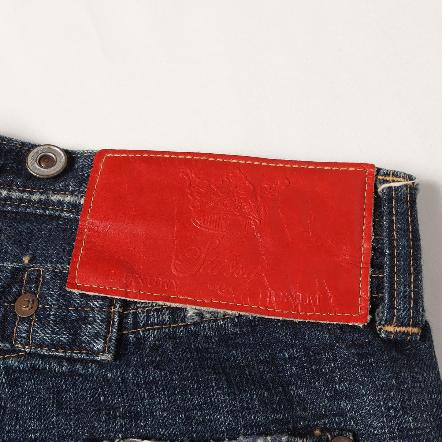 LUXURY DENIM ダメージリペア加工 スラブ デニムパンツ
