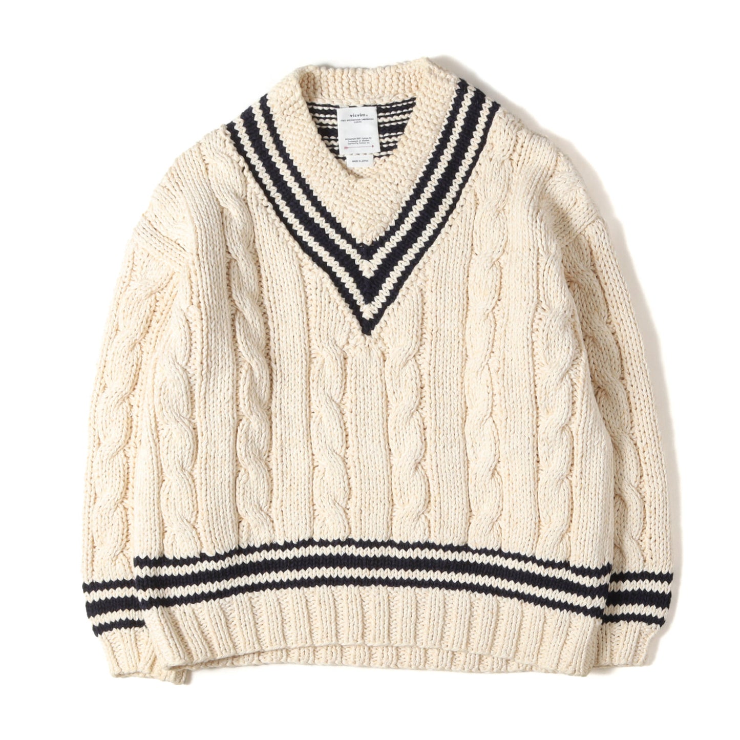 23SS コットン/リネン ローゲージ Vネック ハンドニット(V-COLLEGIUM HAND-KNIT)