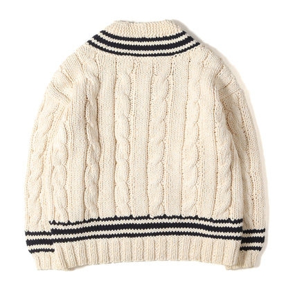 23SS コットン/リネン ローゲージ Vネック ハンドニット(V-COLLEGIUM HAND-KNIT)