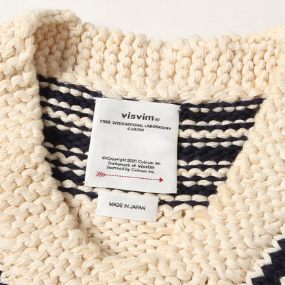 23SS コットン/リネン ローゲージ Vネック ハンドニット(V-COLLEGIUM HAND-KNIT)