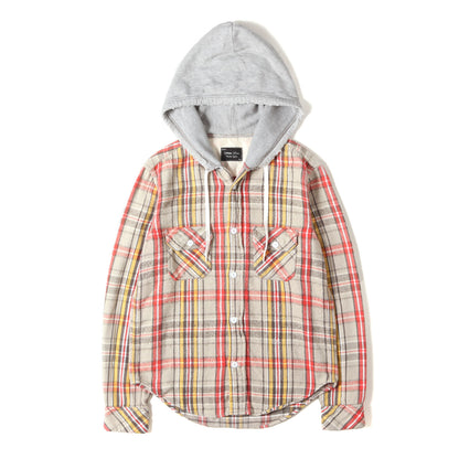 05AW THS期 フード付き ヘビー チェック ネルシャツ
