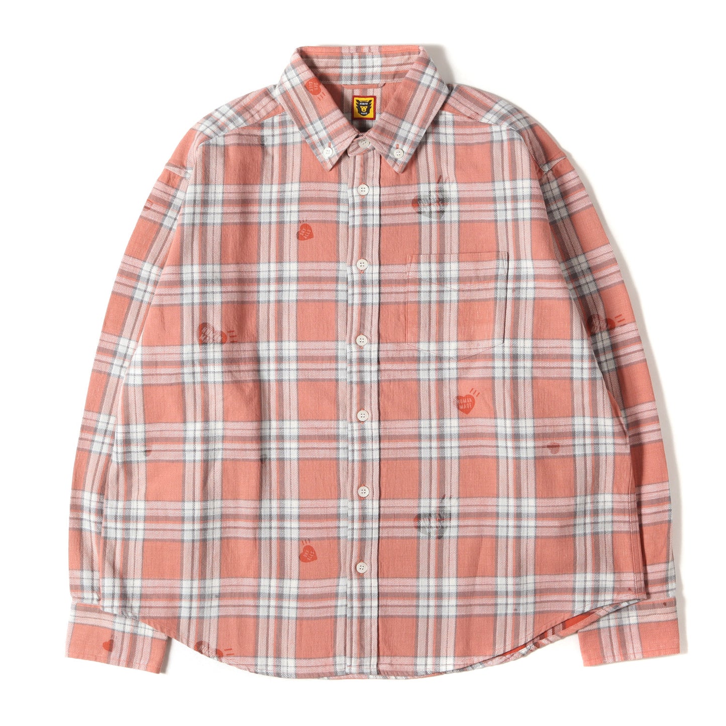 24AW ハートプリント ヘビー チェック ボタンダウン ネルシャツ(HEART PRINT CHECK SHIRT)