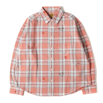 24AW ハートプリント ヘビー チェック ボタンダウン ネルシャツ(HEART PRINT CHECK SHIRT)
