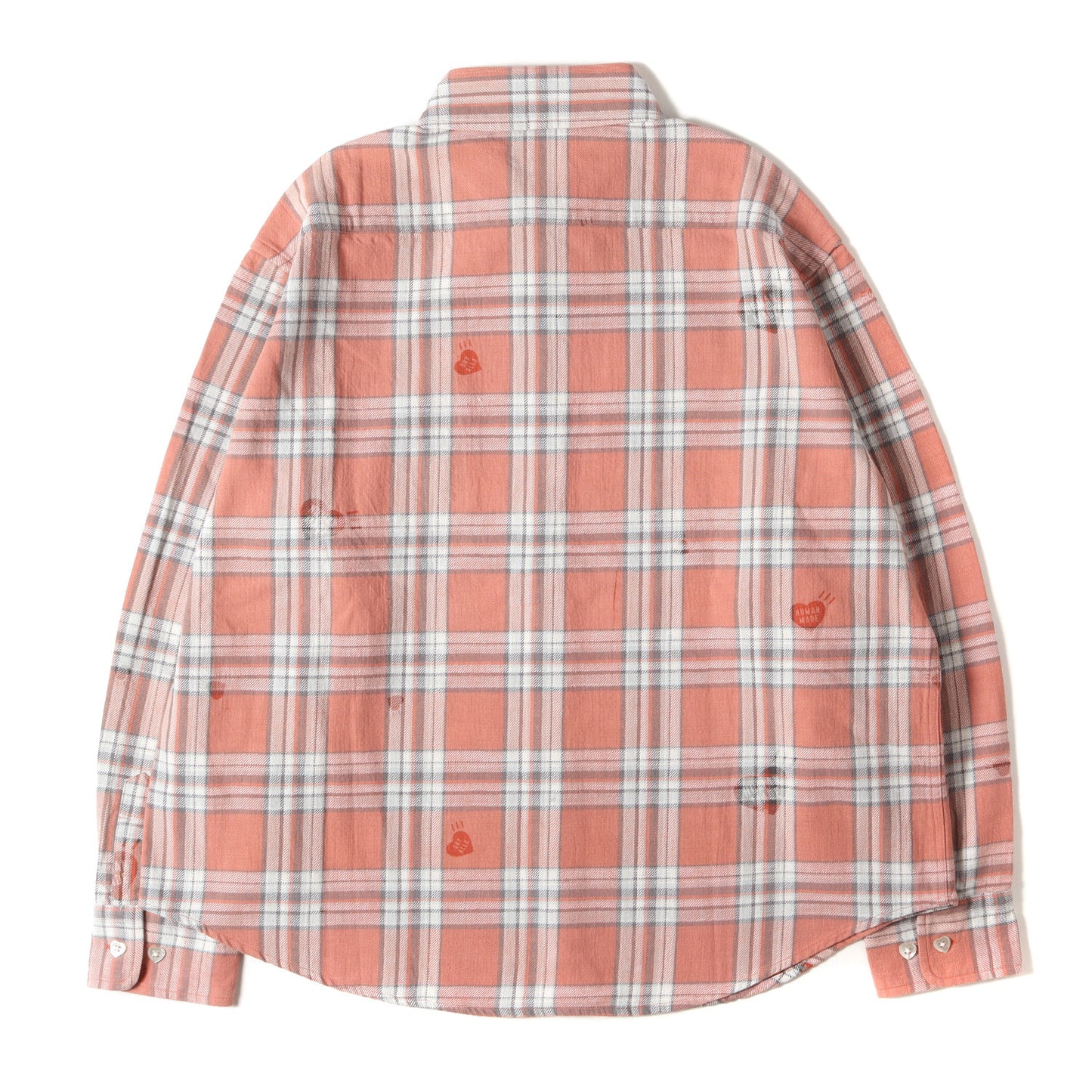 24AW ハートプリント ヘビー チェック ボタンダウン ネルシャツ(HEART PRINT CHECK SHIRT)