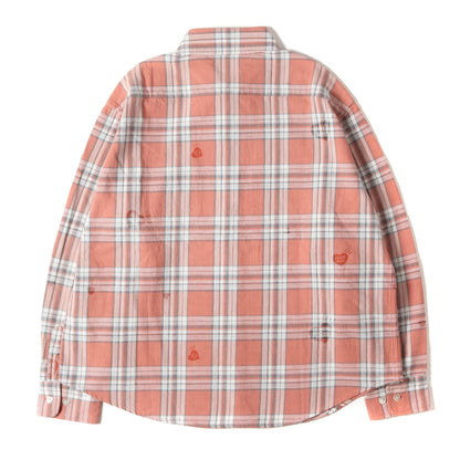 24AW ハートプリント ヘビー チェック ボタンダウン ネルシャツ(HEART PRINT CHECK SHIRT)