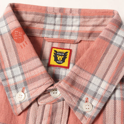 24AW ハートプリント ヘビー チェック ボタンダウン ネルシャツ(HEART PRINT CHECK SHIRT)