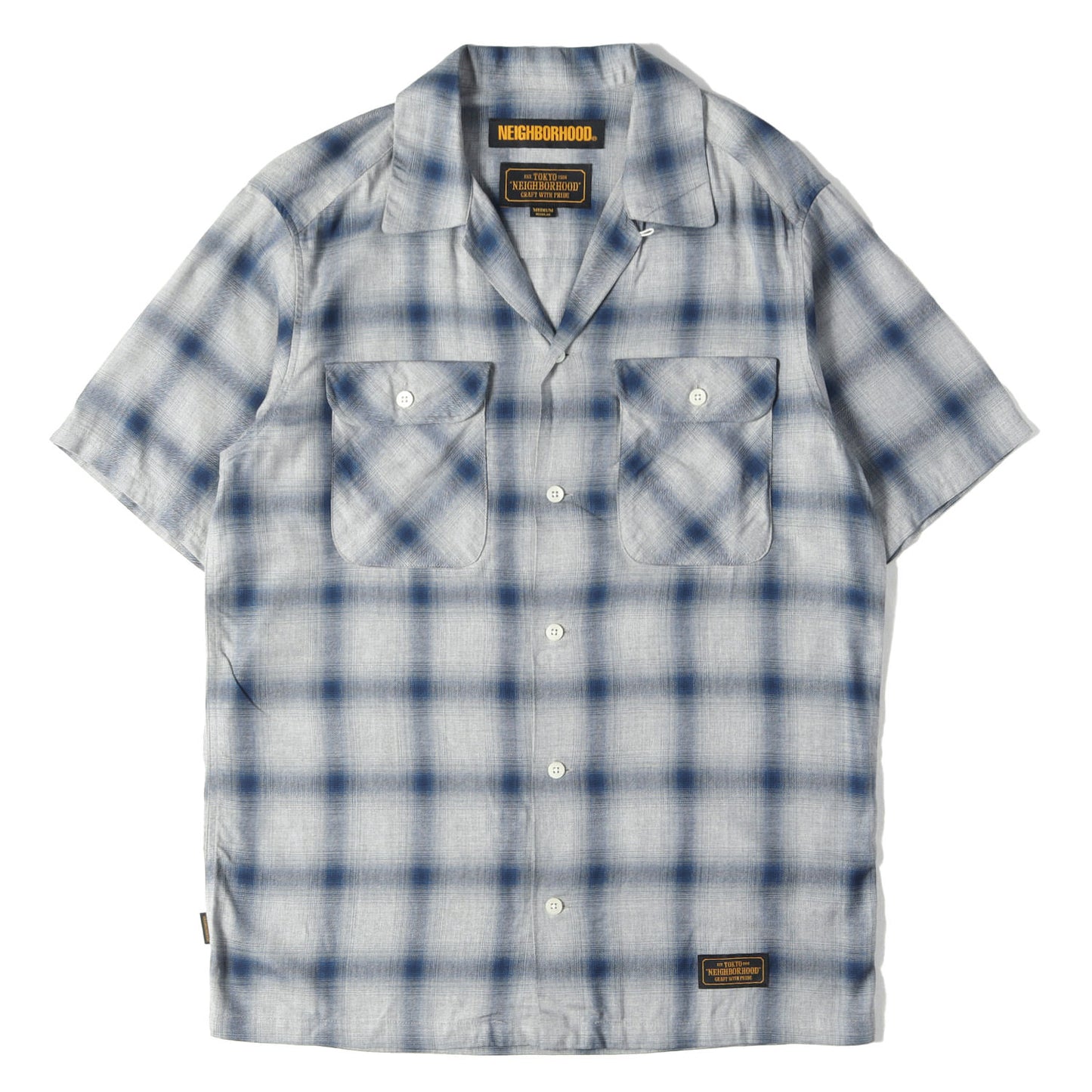 オンブレチェック オープンカラー 半袖シャツ(B&C / R-SHIRTS. SS)