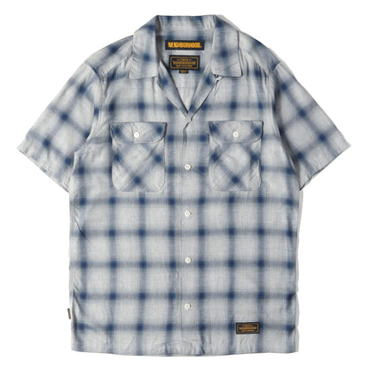 オンブレチェック オープンカラー 半袖シャツ(B&C / R-SHIRTS. SS)
