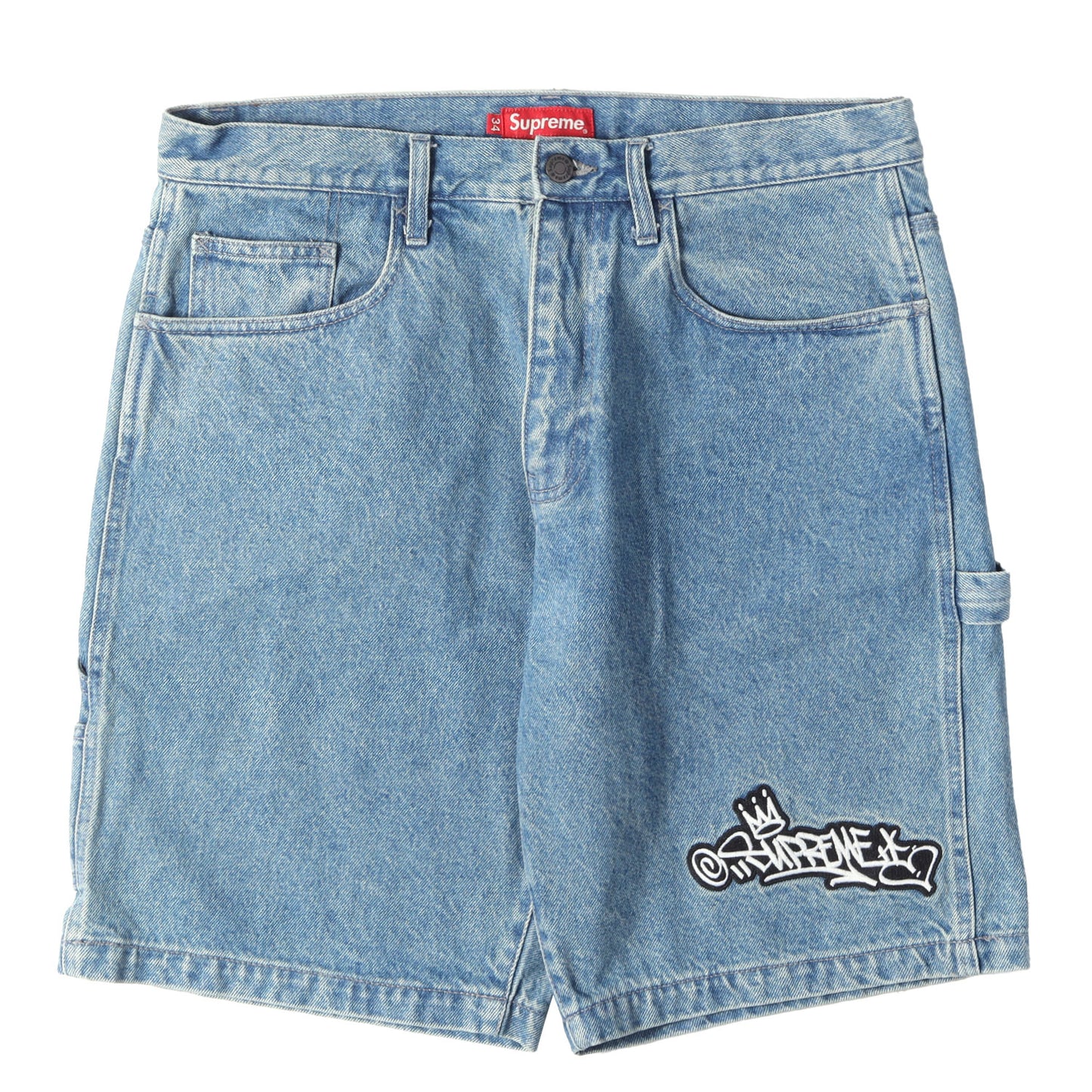 21SS ハンドスタイルロゴ ウォッシュド デニム ペインターショーツ(Handstyle Denim Painter Short)