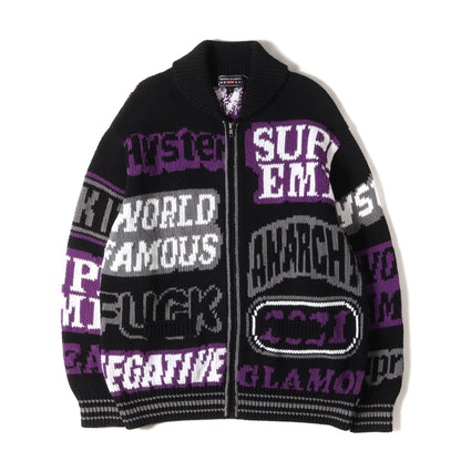 21SS ×HYSTERIC GLAMOUR マルチロゴ コットンニット ジップ セーター(Logos Zip Up Sweater)