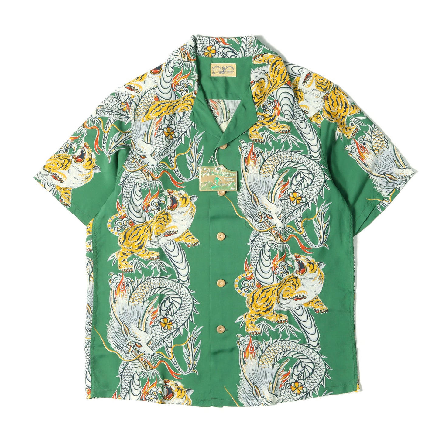 [新品 人気モデル] 虎& 龍 和柄 レーヨン アロハシャツ / SURFRIDERS SPORTSWEAR実名復刻 SPECIAL EDITION SS38417