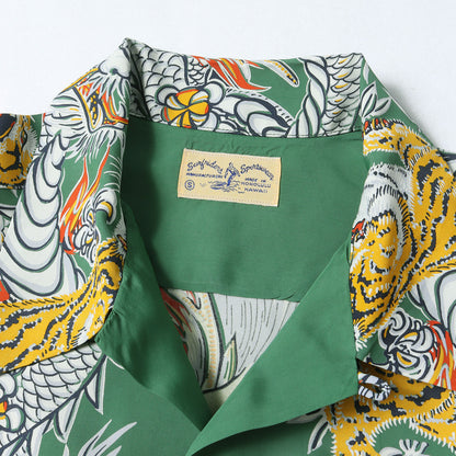 [新品 人気モデル] 虎& 龍 和柄 レーヨン アロハシャツ / SURFRIDERS SPORTSWEAR実名復刻 SPECIAL EDITION SS38417