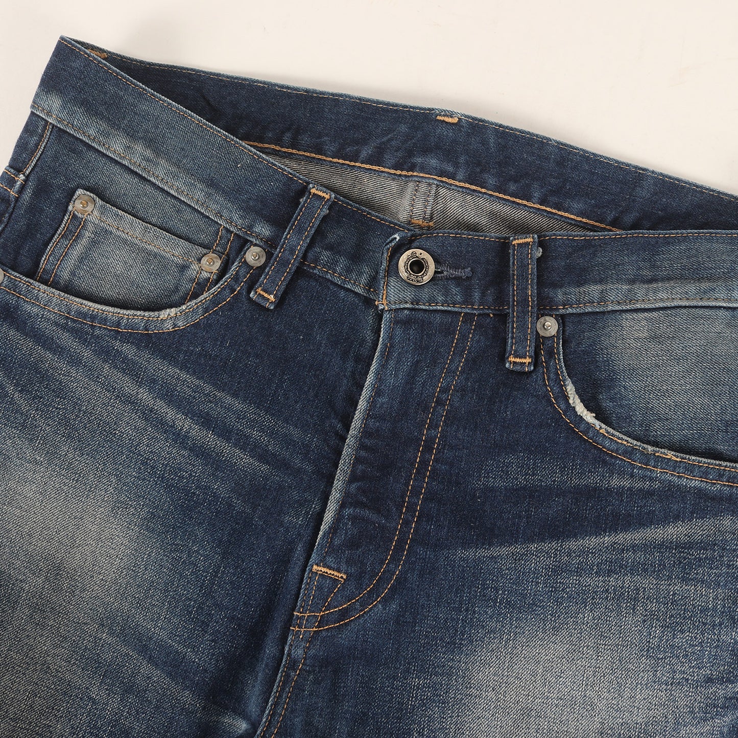 ヴィンテージ加工 STAプリント ストレッチ スキニー デニムパンツ