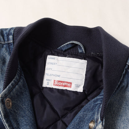 23SS ブリーチ加工 デニム バーシティジャケット(Washed Knockout Denim Varsity Jacket)