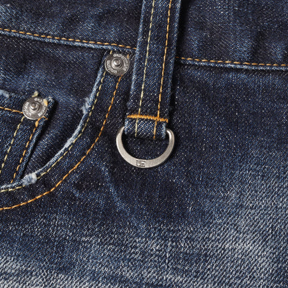 ヴィンテージ加工 ストレッチ スリム デニムパンツ(SLIM-FIT STRETCH DAMAGED JEANS)