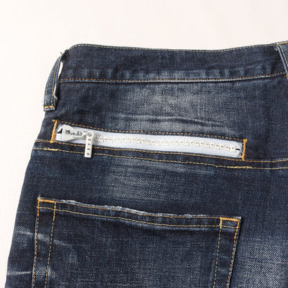 ヴィンテージ加工 ストレッチ スリム デニムパンツ(SLIM-FIT STRETCH DAMAGED JEANS)