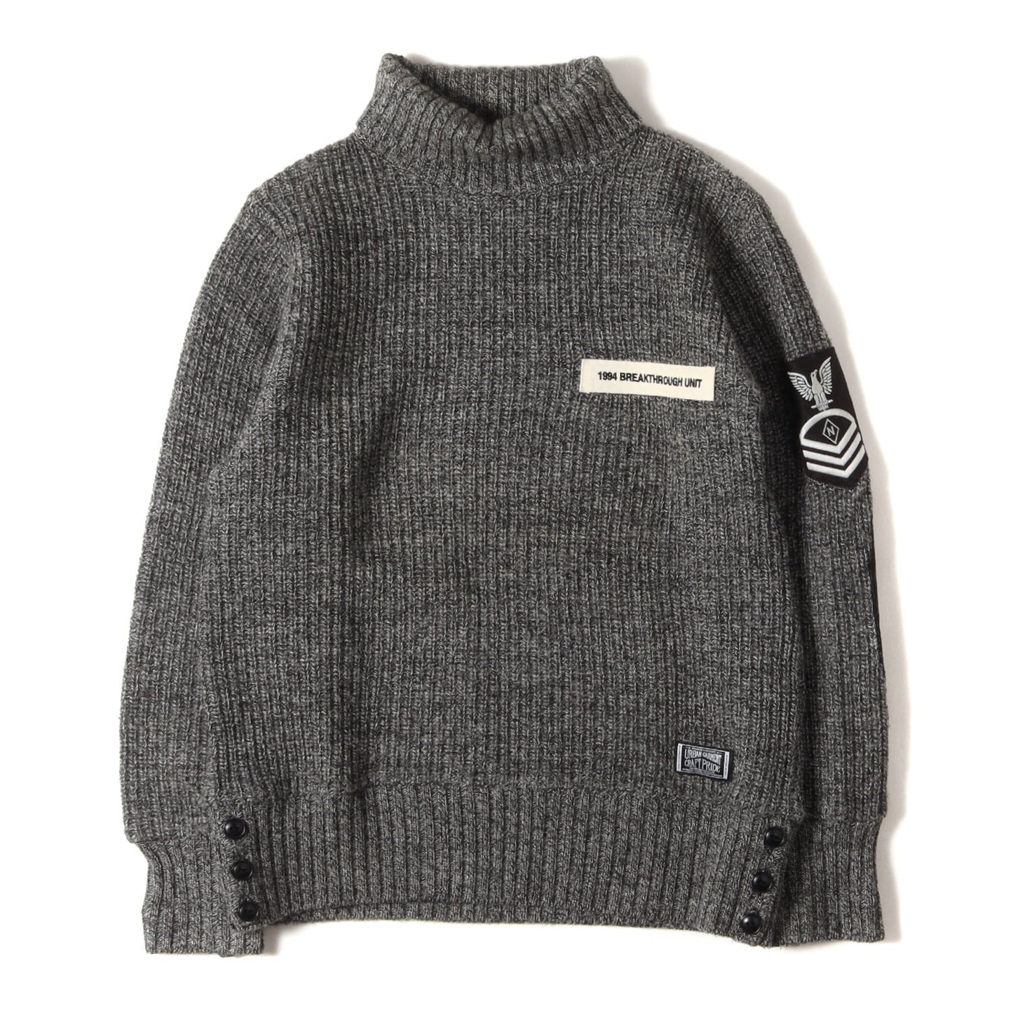 00s ワッペン付き タートルネック ウールニット セーター(BASS / W-TURTLE. LS)