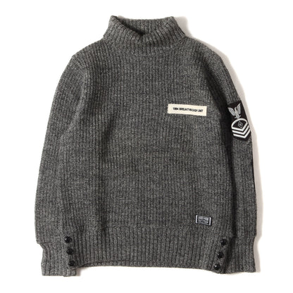 00s ワッペン付き タートルネック ウールニット セーター(BASS / W-TURTLE. LS)